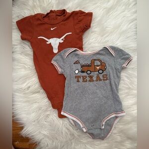 NIKE AND RUSSEL Texas Longhorns Gray and Rusty Orange Baby Onesies 100% Cotton